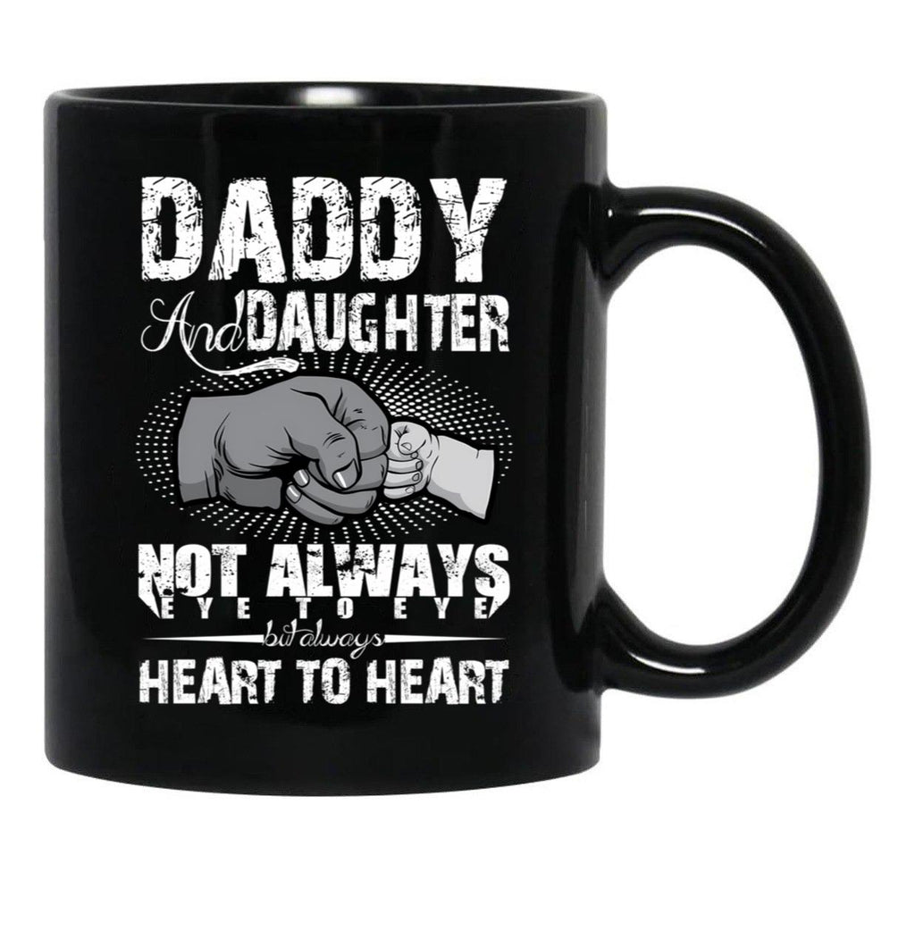 Daddy And Daughter Eye To Eye Design Gift Father Black Coffee Mug - Black