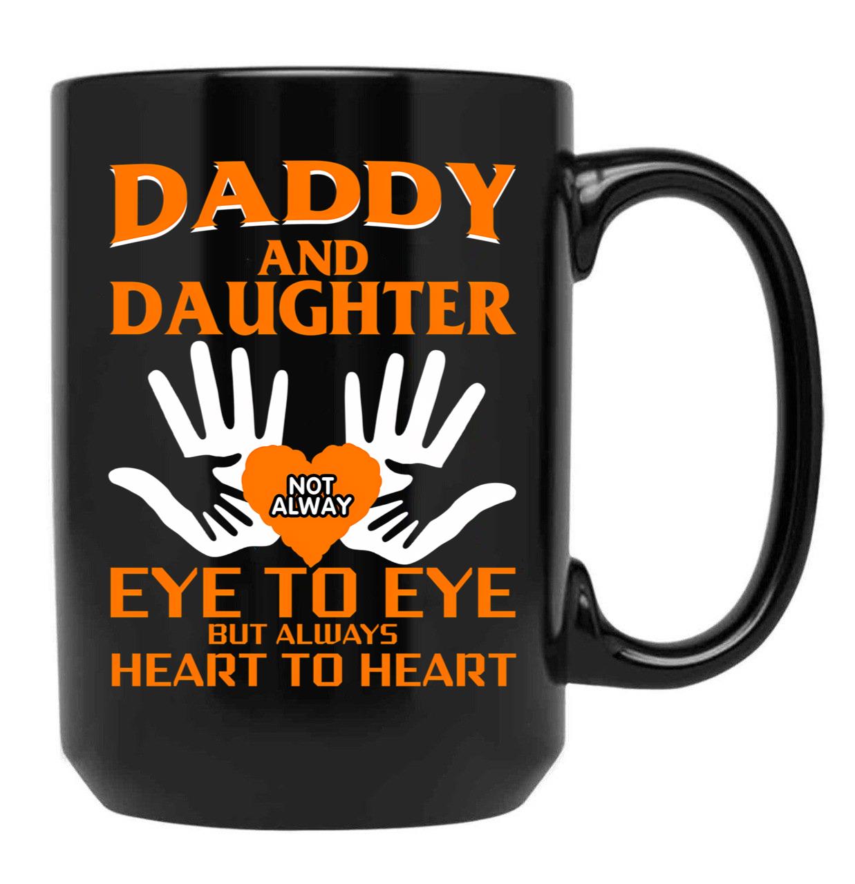 Daddy And Daughter Mug Heart To Heart Fathers Day Gift Black Coffee Mug - Black