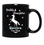 Daddy And Daughter Unicorn Fan Club Black Coffee Mug - Black