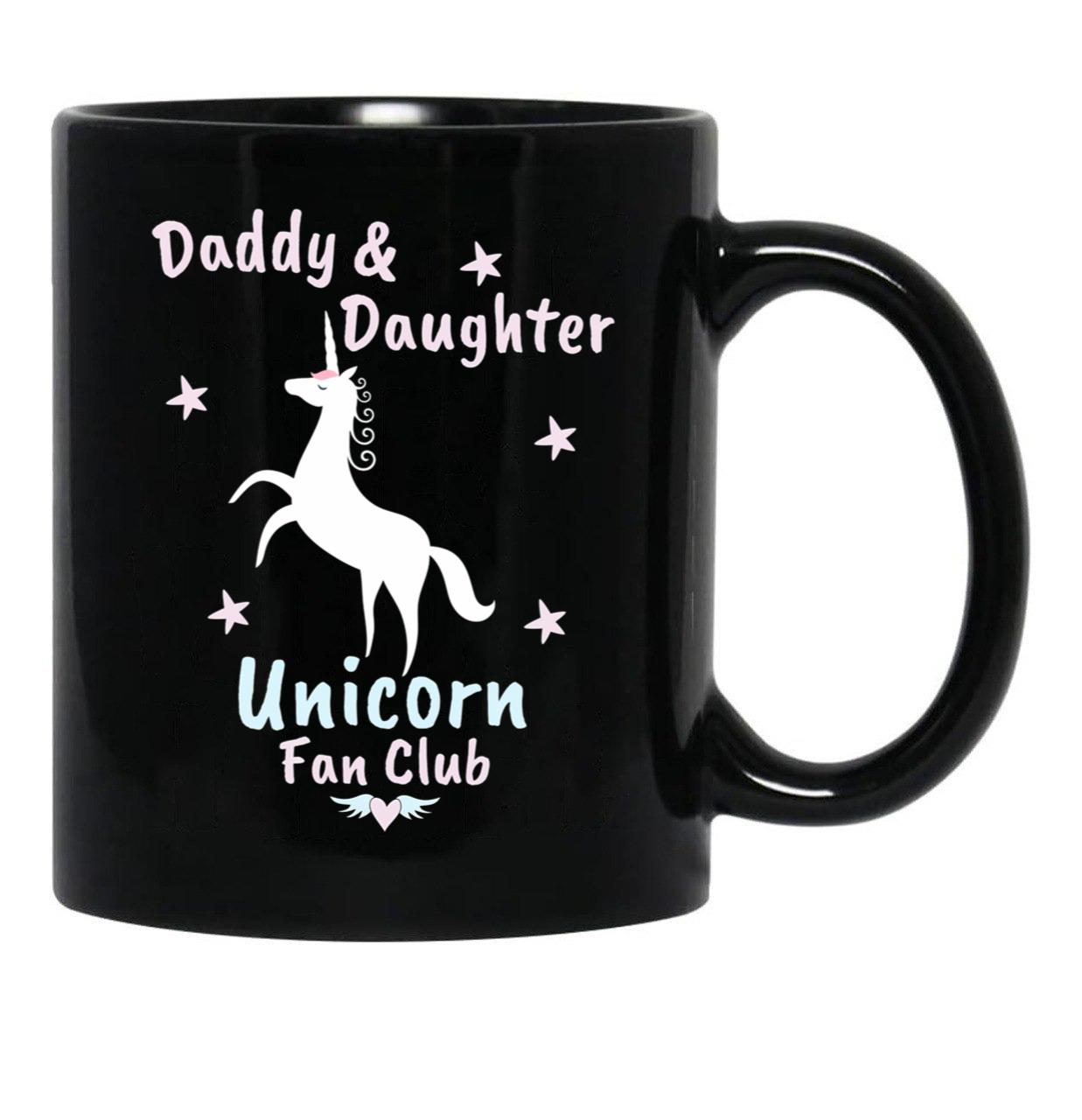 Daddy And Daughter Unicorn Fan Club Black Coffee Mug - Black