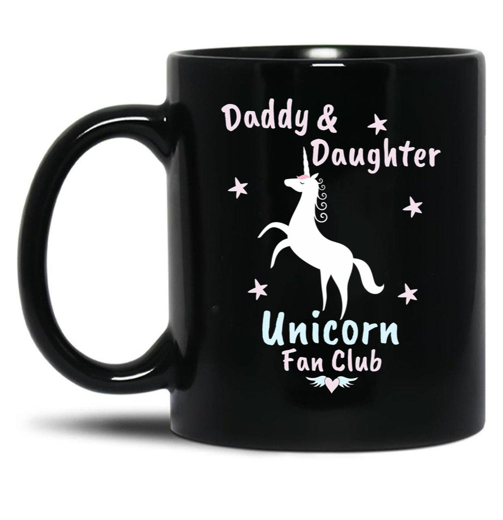 Daddy And Daughter Unicorn Fan Club Black Coffee Mug