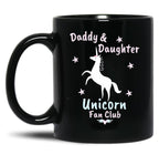 Daddy And Daughter Unicorn Fan Club Black Coffee Mug