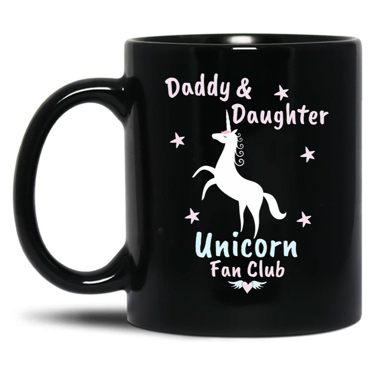 Daddy And Daughter Unicorn Fan Club Black Coffee Mug