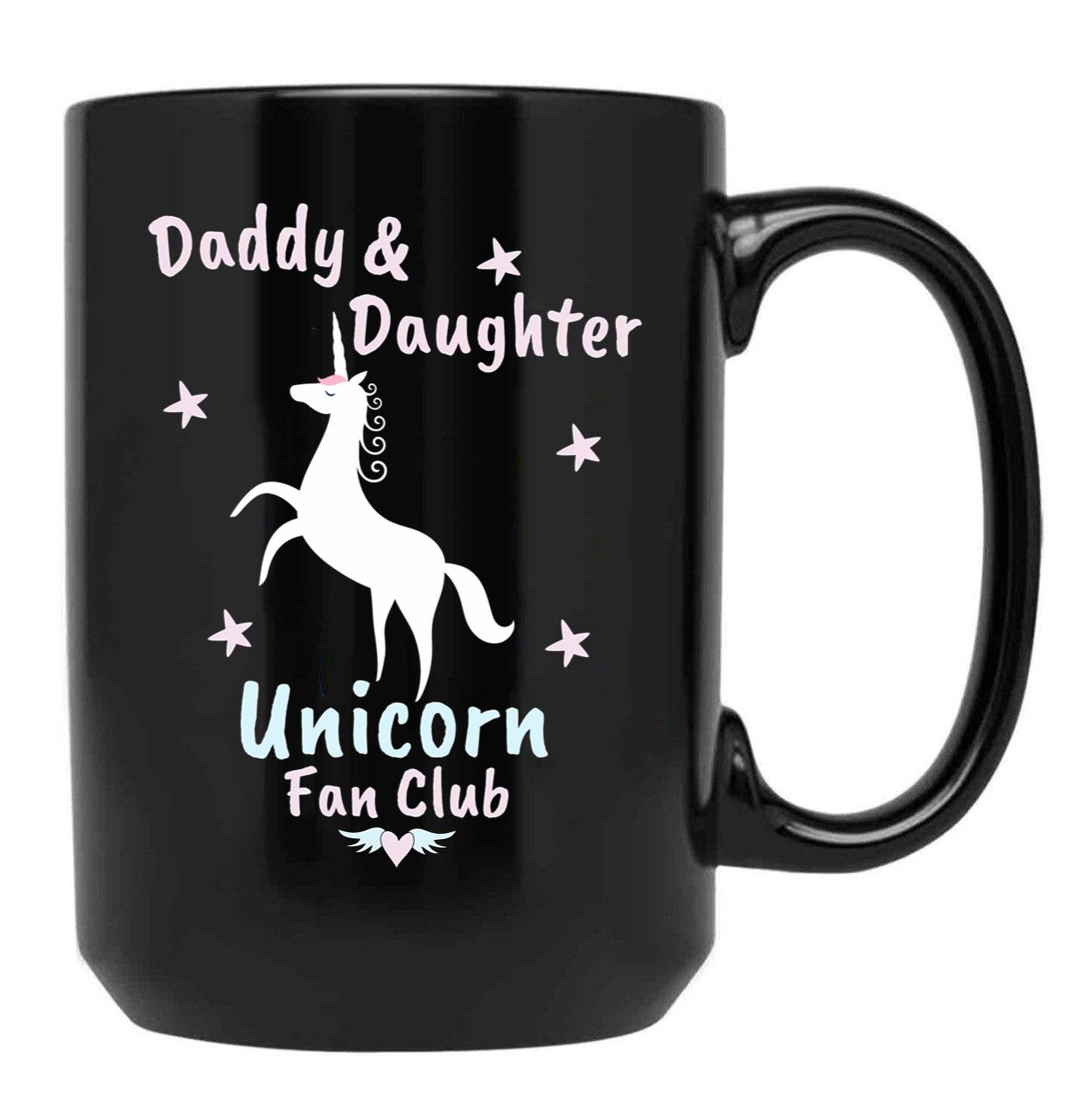Daddy And Daughter Unicorn Fan Club Black Coffee Mug - Black