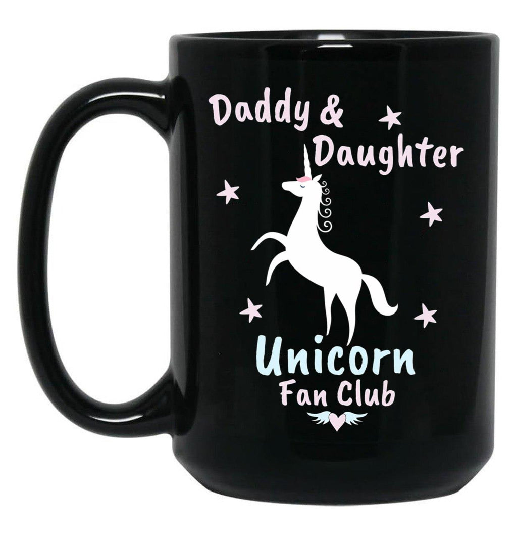 Daddy And Daughter Unicorn Fan Club Black Coffee Mug