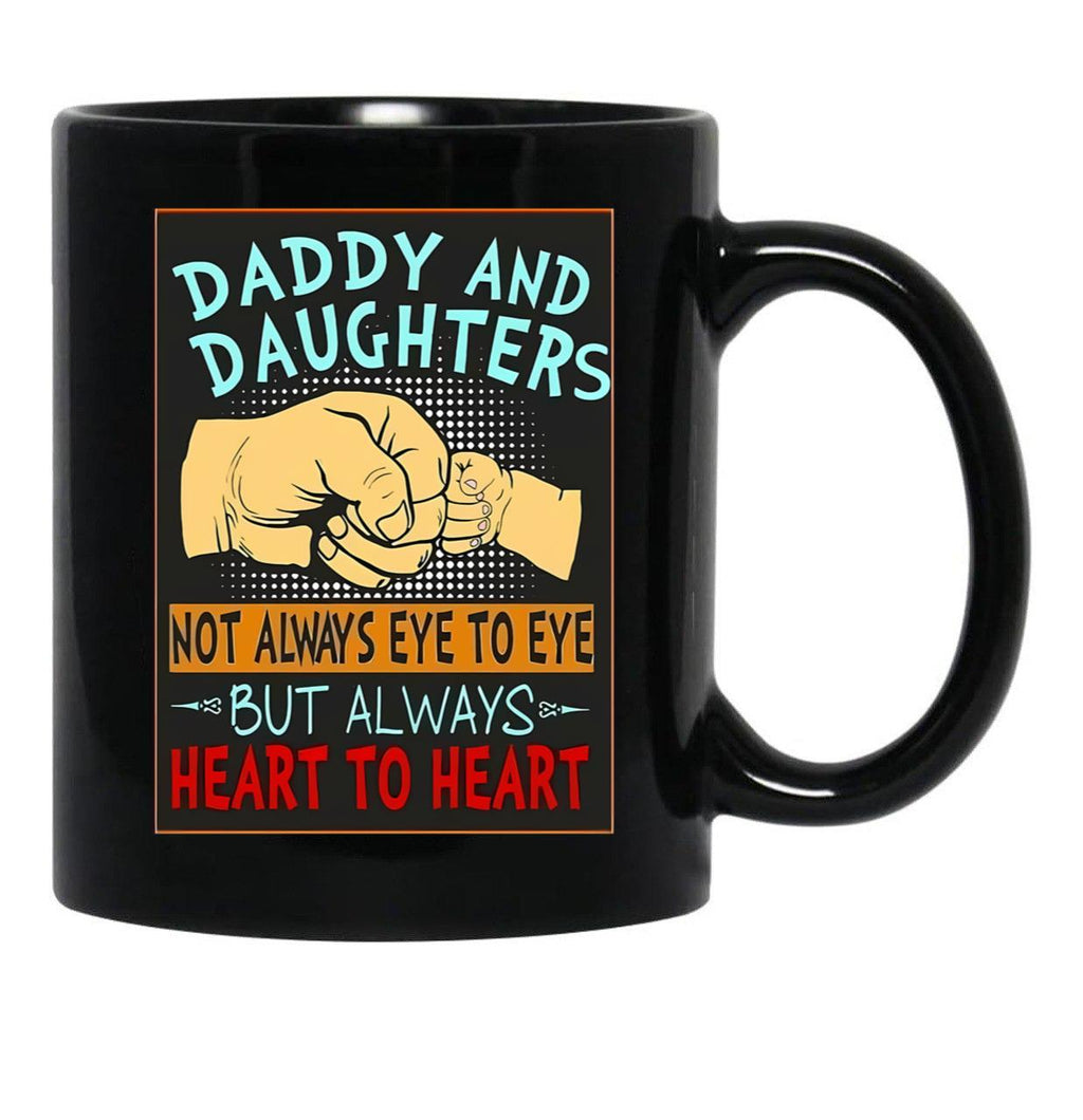 Daddy And Daughters Heart To Heart Black Coffee Mug - Black