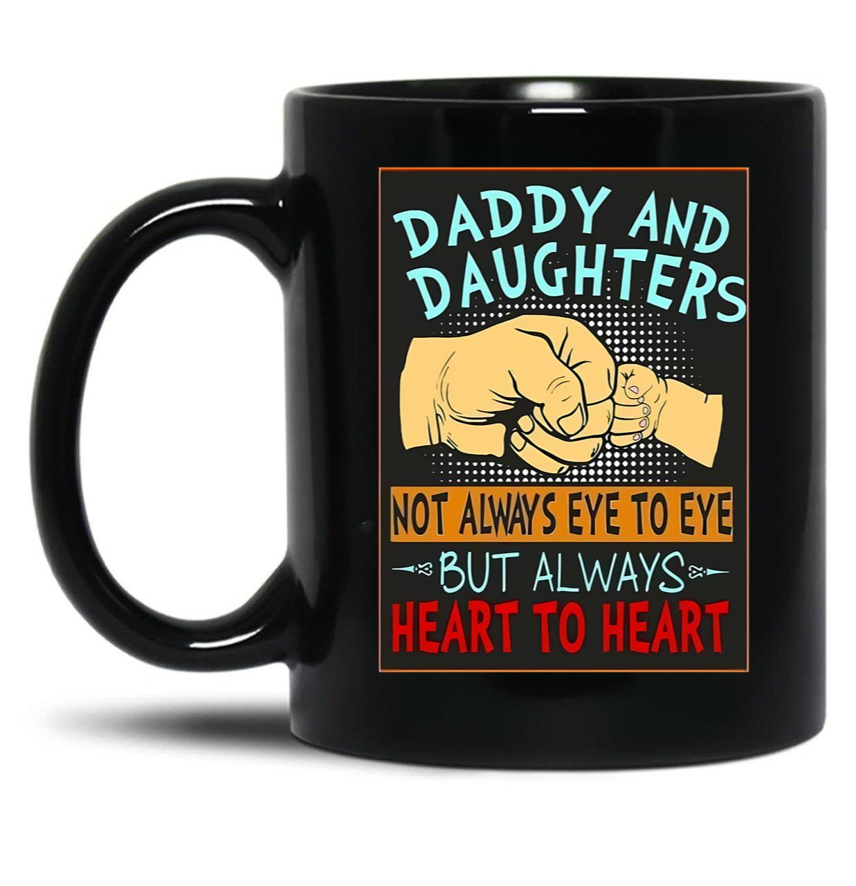 Daddy And Daughters Heart To Heart Black Coffee Mug