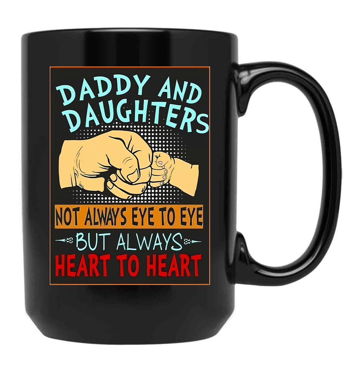 Daddy And Daughters Heart To Heart Black Coffee Mug - Black
