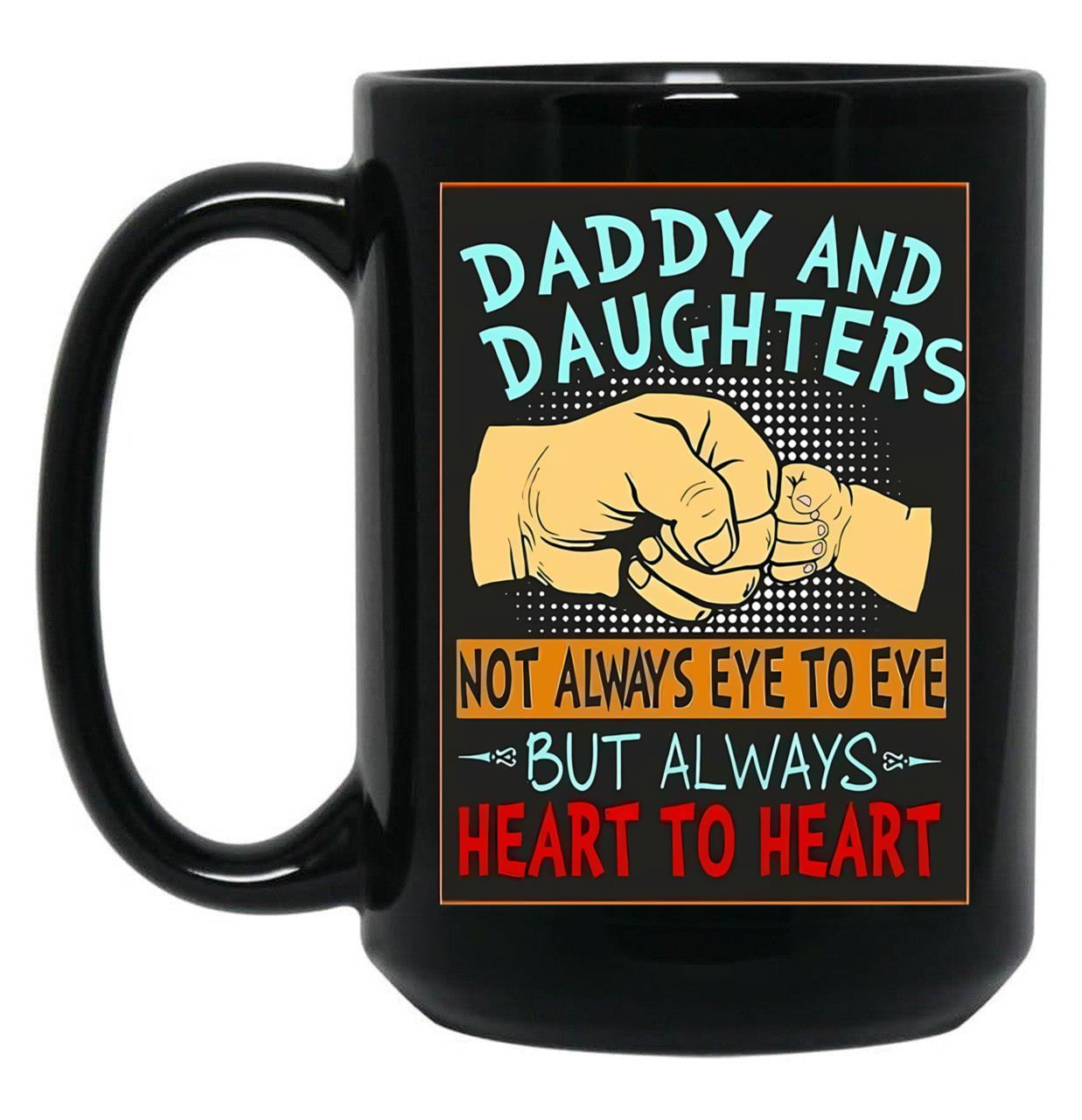 Daddy And Daughters Heart To Heart Black Coffee Mug