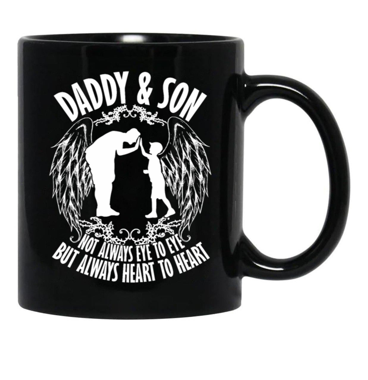 Daddy Son Always Heart To Heart Black Coffee Mug - Black