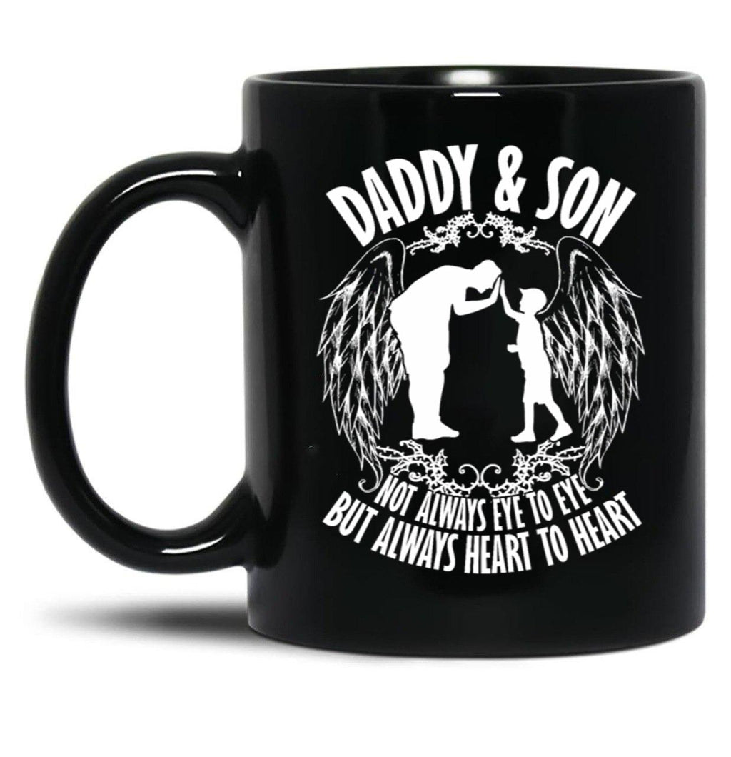 Daddy Son Always Heart To Heart Black Coffee Mug