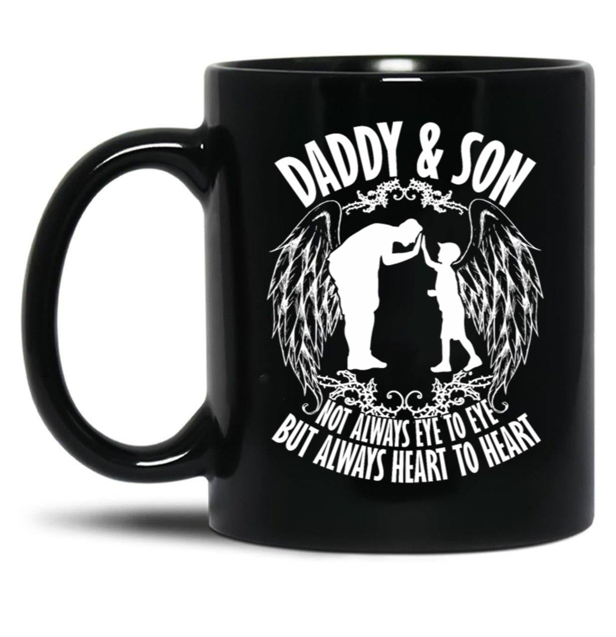 Daddy Son Always Heart To Heart Black Coffee Mug