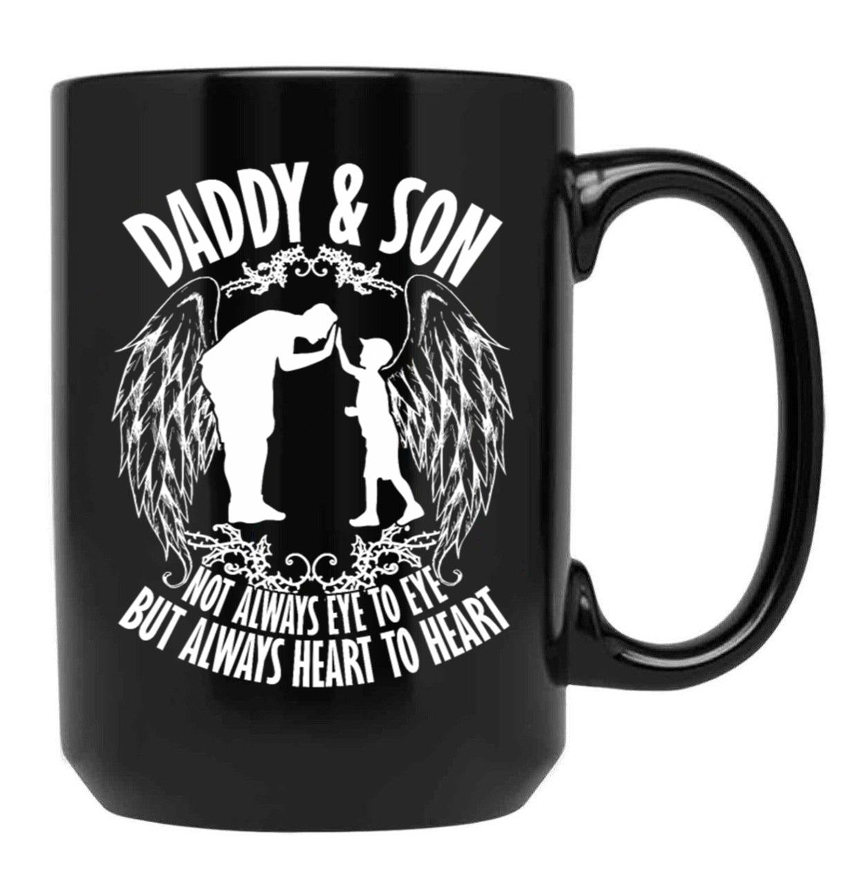 Daddy Son Always Heart To Heart Black Coffee Mug - Black