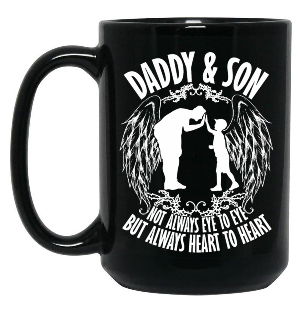 Daddy Son Always Heart To Heart Black Coffee Mug
