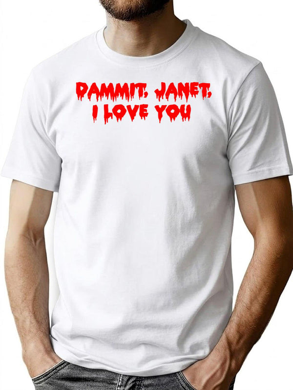 Dammit Janet I Love You (Rocky Horror Picture Show) Classic Premium Heavyweight Cotton T-Shirt - White