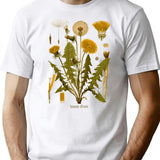 Dandelion Antique Botanical Illustration T-Shirt for Men & Women, T-Shirts Graphic Tee - White
