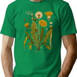 Dandelion Antique Botanical Illustration T-Shirt for Men & Women, T-Shirts Graphic Tee - Green