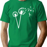 Dandylion Flight - White Silhouette T-Shirt for Men & Women, T-Shirts Graphic Tee - Green