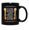 Dasher Vodka Blitzen Alcohol Reindeer Funny Christmas Meme Pullover Black Coffee Mug, Gift Coffee Mug - Black