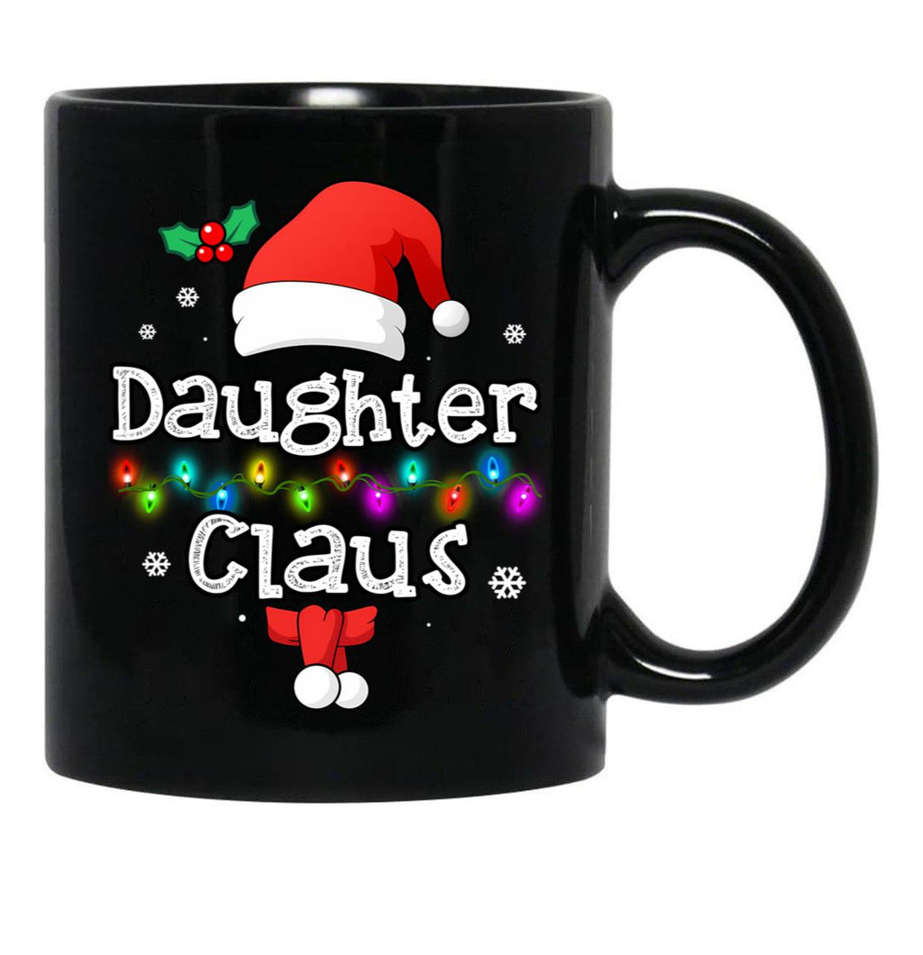 Daughter Claus Santa Hat Matching Family Christmas Costumes Black Coffee Mug - Black