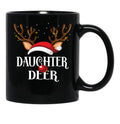 Daughter Deer Family Matching Christmas Reindeer Party Product Black Coffee Mug - Black