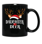 Daughter Deer Family Matching Christmas Reindeer Party Product Black Coffee Mug - Black