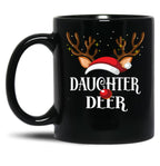 Daughter Deer Family Matching Christmas Reindeer Party Product Black Coffee Mug