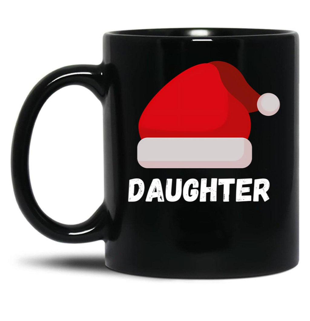 Daughter Family Christmas Hat Black Coffee Mug