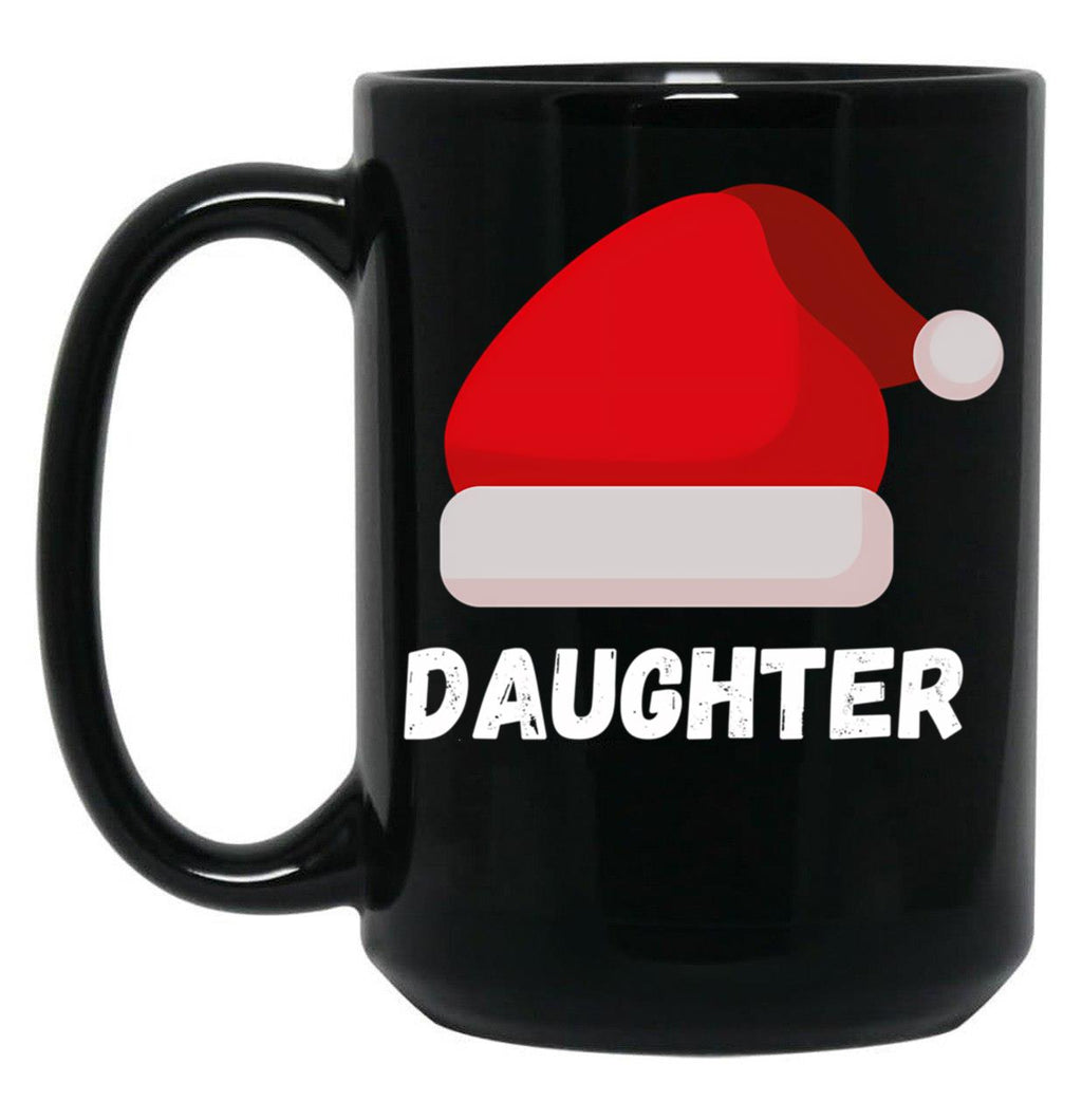 Daughter Family Christmas Hat Black Coffee Mug