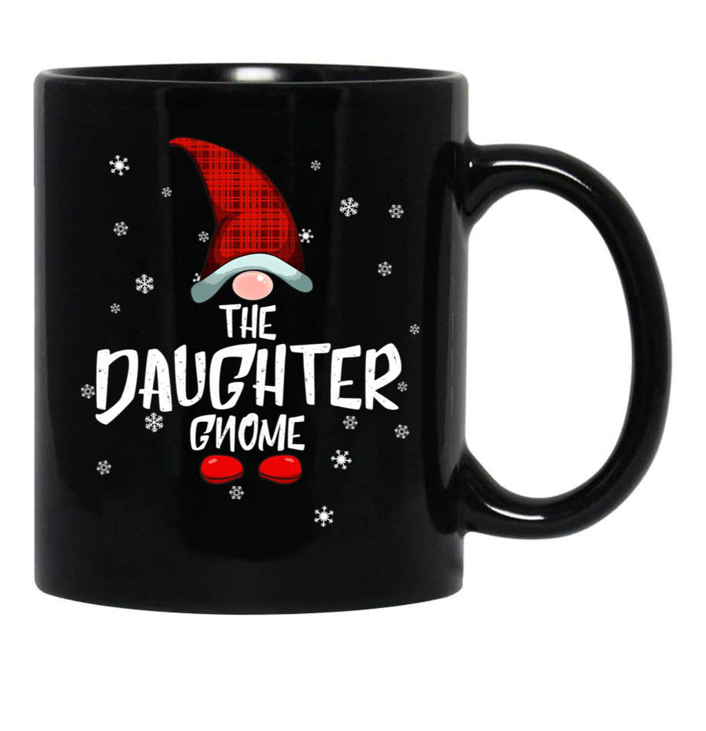 Daughter Gnome Family Christmas Pajama Daughter Gnome Gear Black Coffee Mug - Black