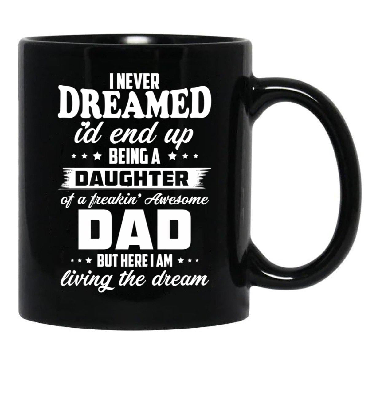 Daughter In Law Of A Freakin Awesome Dad Black Coffee Mug - Black