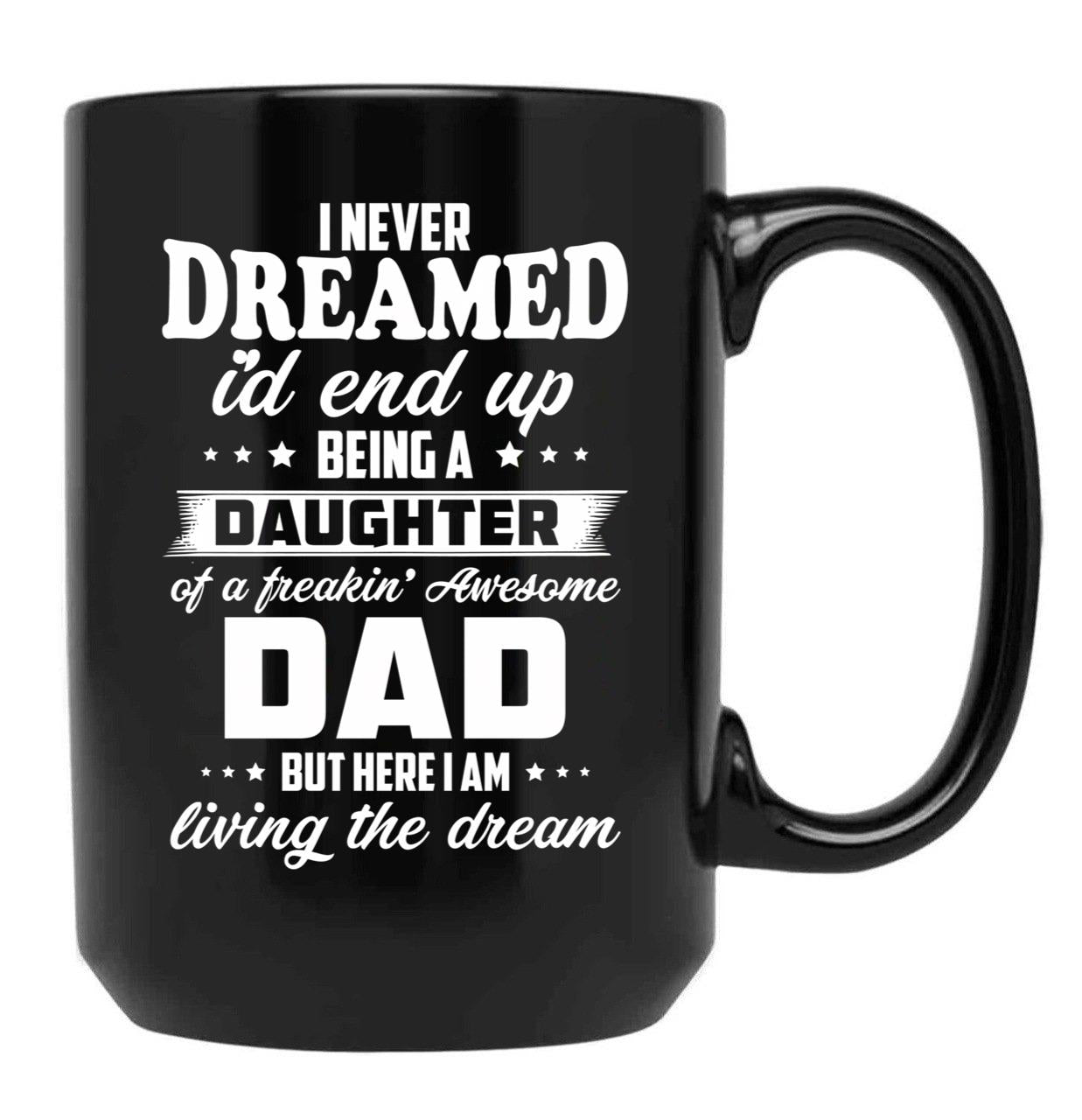 Daughter In Law Of A Freakin Awesome Dad Black Coffee Mug - Black