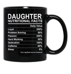 Daughter Nutritional Facts Black Coffee Mug - Black