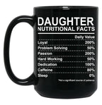 Daughter Nutritional Facts Black Coffee Mug