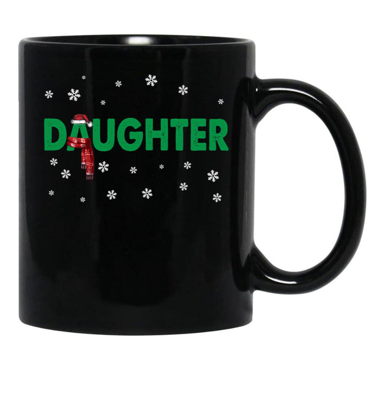 Daughter Mug Christmas Santa Hat Family Matching Pajamas Black Coffee Mug - Black