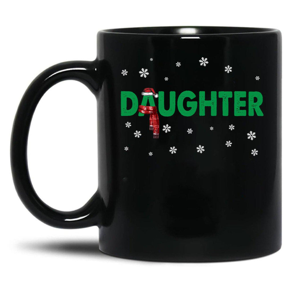 Daughter Mug Christmas Santa Hat Family Matching Pajamas Black Coffee Mug