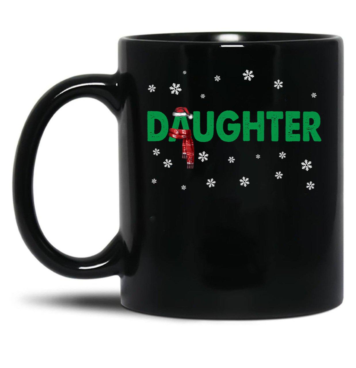 Daughter Mug Christmas Santa Hat Family Matching Pajamas Black Coffee Mug