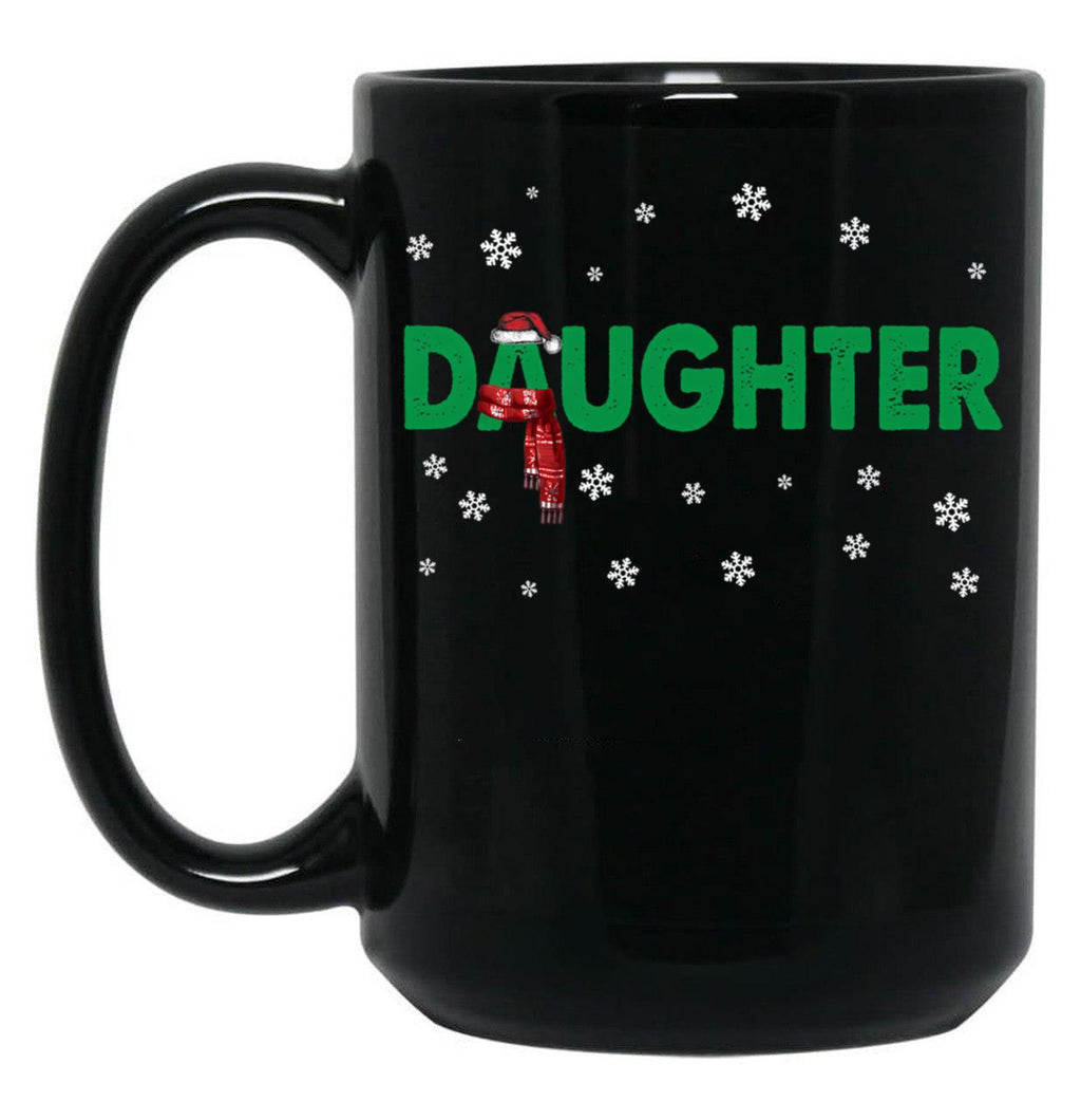Daughter Mug Christmas Santa Hat Family Matching Pajamas Black Coffee Mug