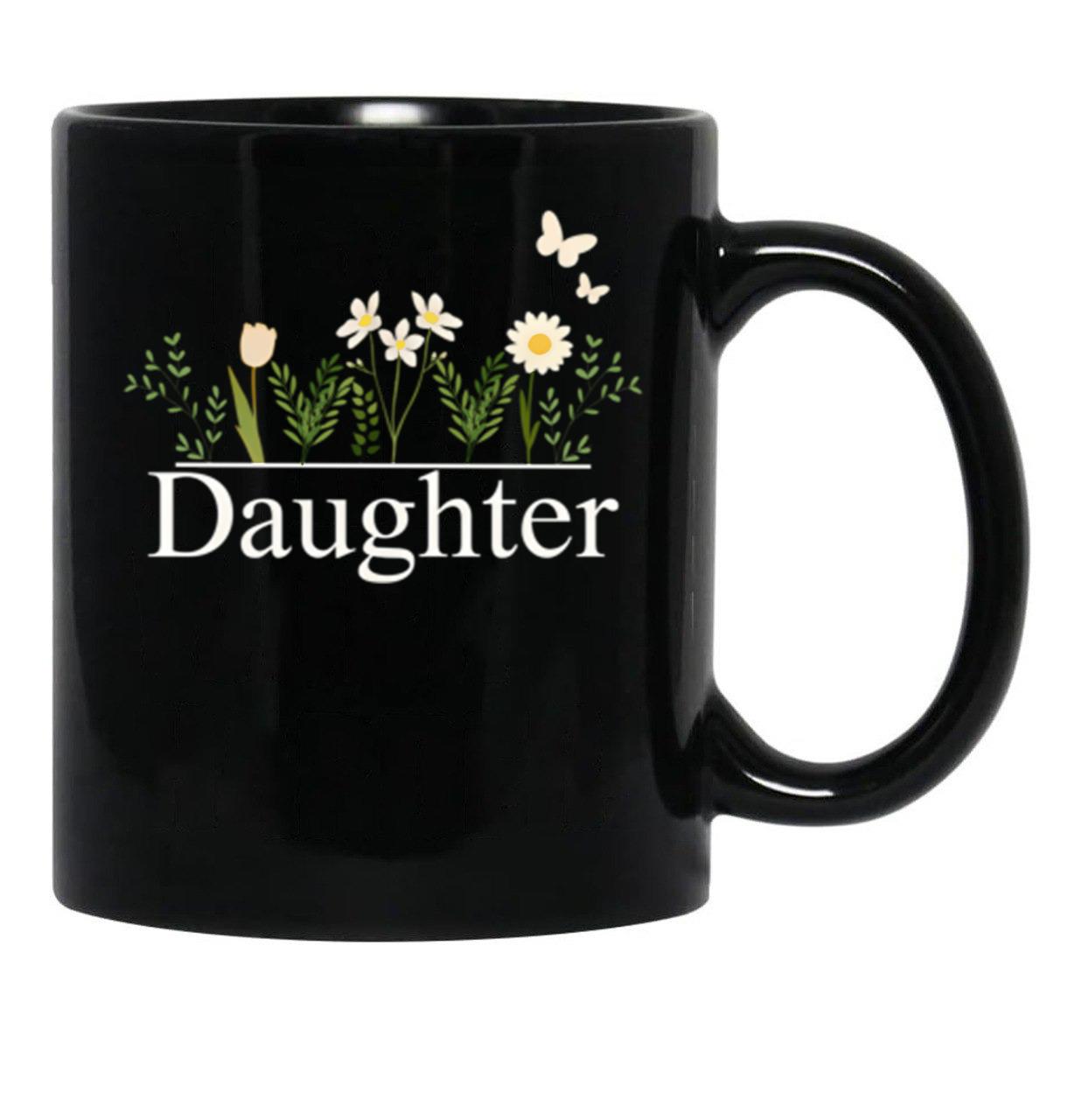 Daughter With White Flowers Black Coffee Mug - Black