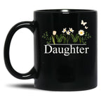 Daughter With White Flowers Black Coffee Mug
