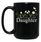 Daughter With White Flowers Black Coffee Mug