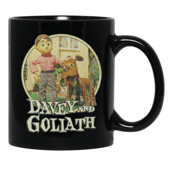 Davey and Goliath 1961 Black Coffee Mug, Gift Coffee Mug - Black