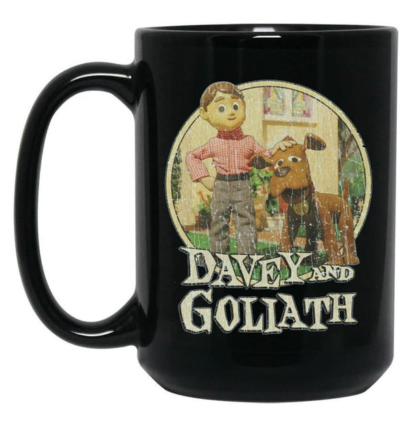 Davey and Goliath 1961 Black Coffee Mug, Gift Coffee Mug - Black