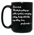 Dear Dad Black Coffee Mug