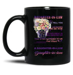 Dear Daughter-In-Law - Flowers - How Valuable And Precious You Are To Me Black Coffee Mug