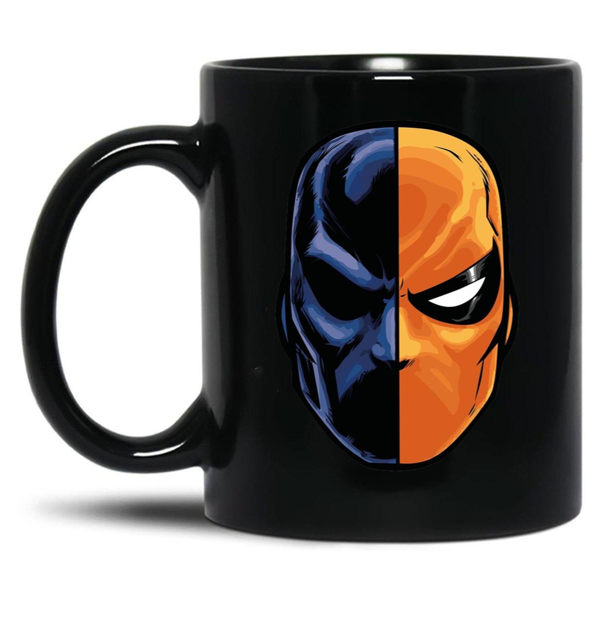 Deathstroke - Mask (More Detail) Black Coffee Mug, Gift Coffee Mug