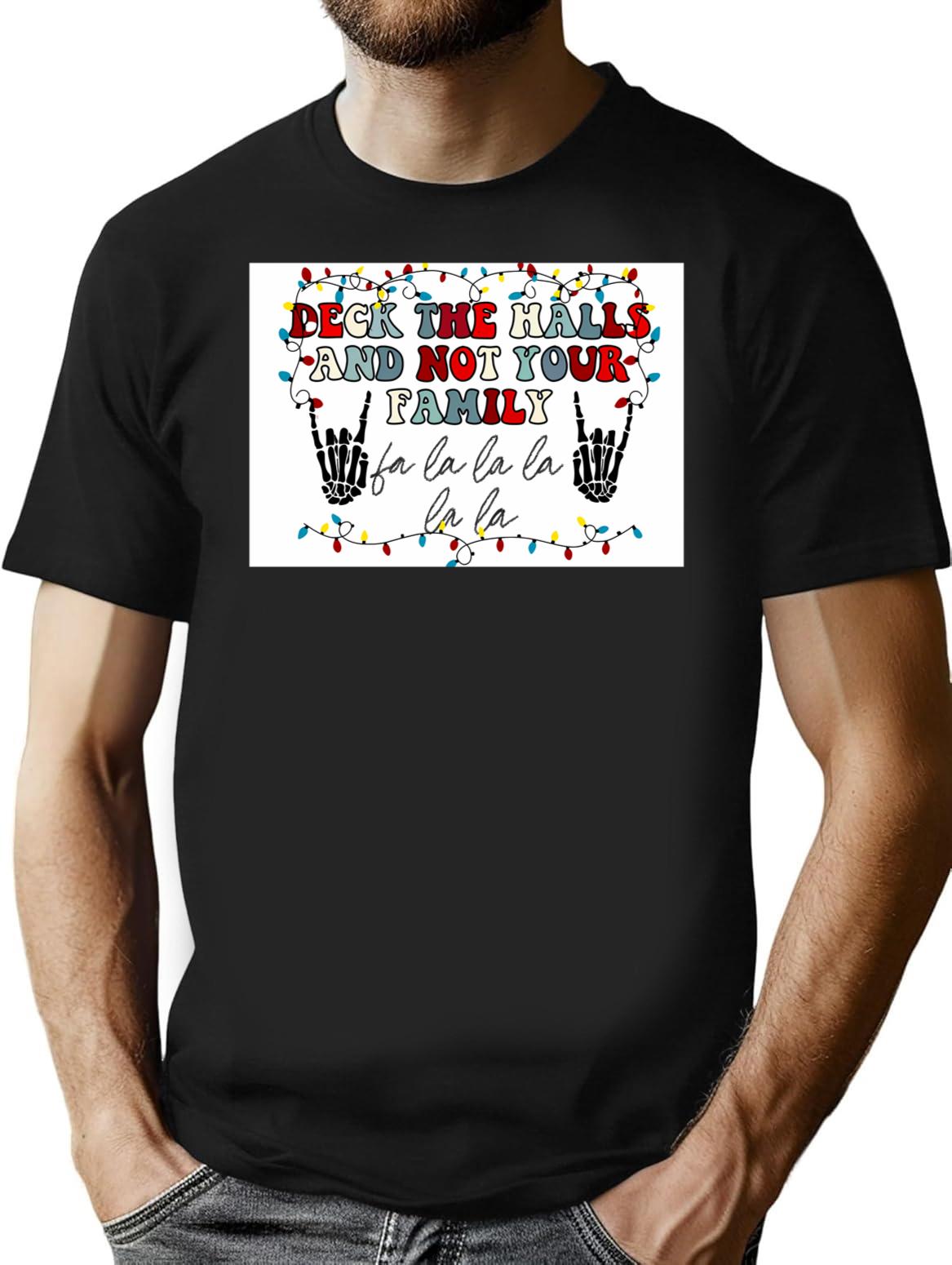 Deck The Halls And Not Your Family Premium Heavyweight Cotton T-Shirt - Black