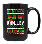 Deck The Halls With Balls Of Volley Funny Holiday Black Coffee Mug, Gift Coffee Mug