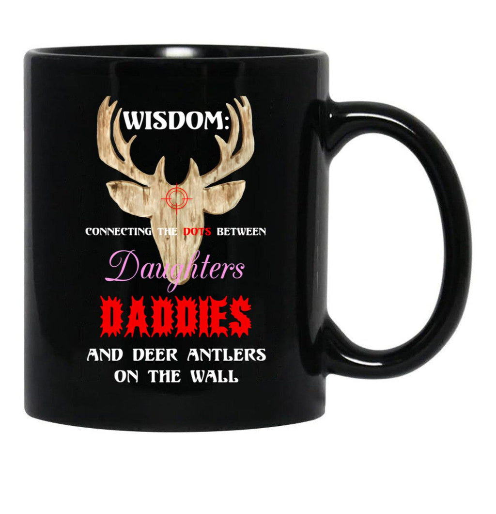 Deer Wisdom - Hunter Meme Black Coffee Mug - Black