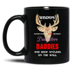 Deer Wisdom - Hunter Meme Black Coffee Mug